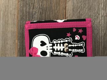 Stoffgeldbeutel Skelett schwarz /Pink /weiss mit Mäschlein