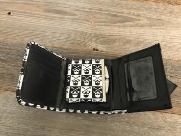 Preview: Geldbeutel Totenkopf schwarz/ weiss/ rot