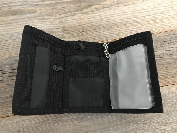 Stoffgeldbeutel grau mit Würfel
